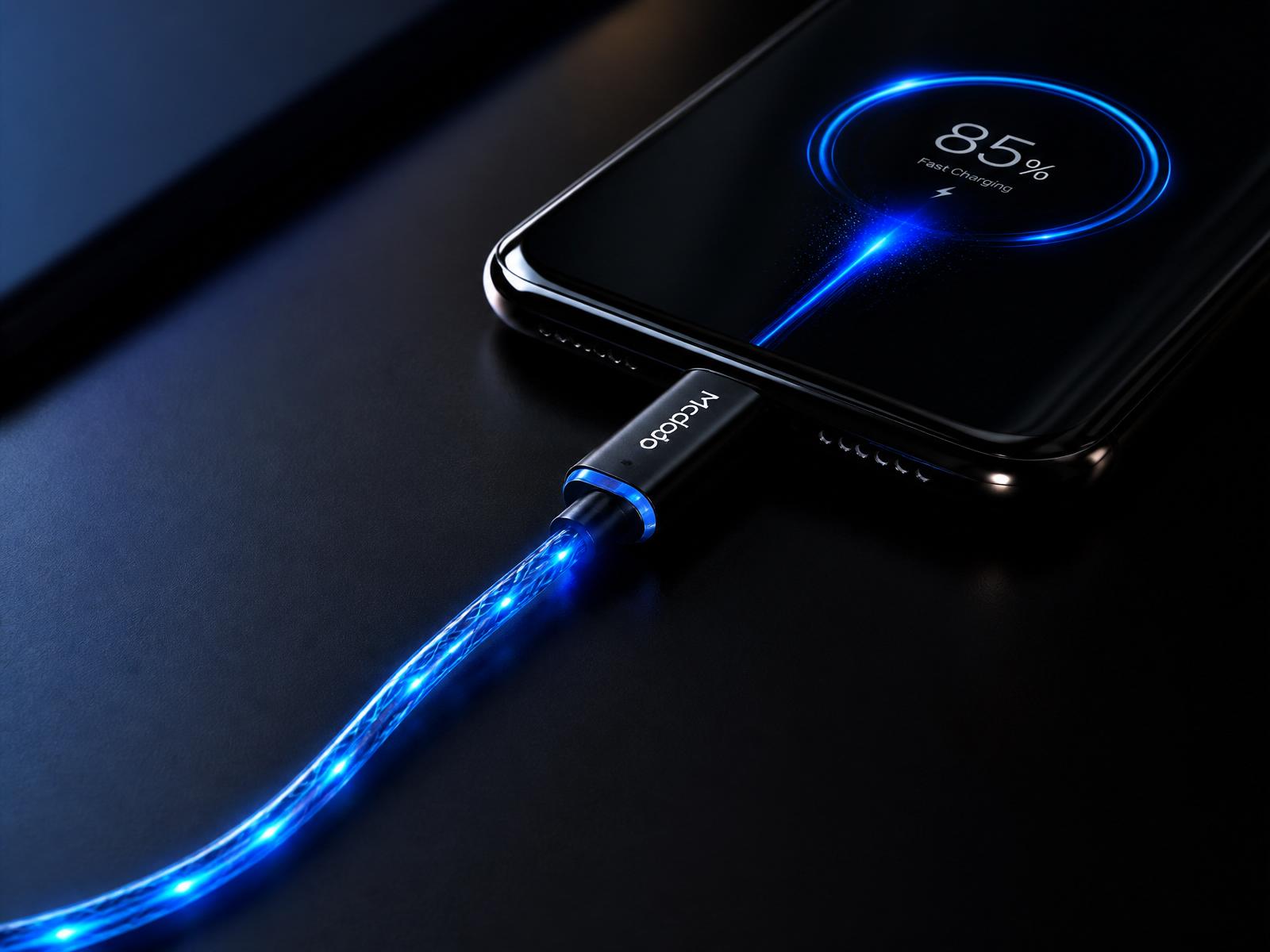 Cable connected to smartphone